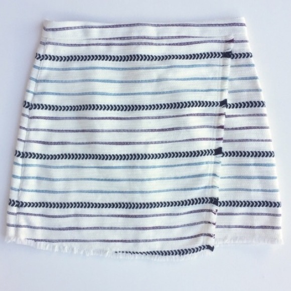 Loft Striped Fringe Wrap Skirt - Picture 2 of 8